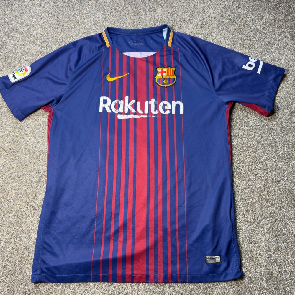 Nike FC Barcelona 2017-18 Home Jersey Mens XL Blue Red Soccer Shirt #21 Rakuten